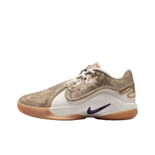 Nike LeBron 22 Anti Slip Wear Resistant Low Top Children's Basketball Shoes Beige Gold Teenagers