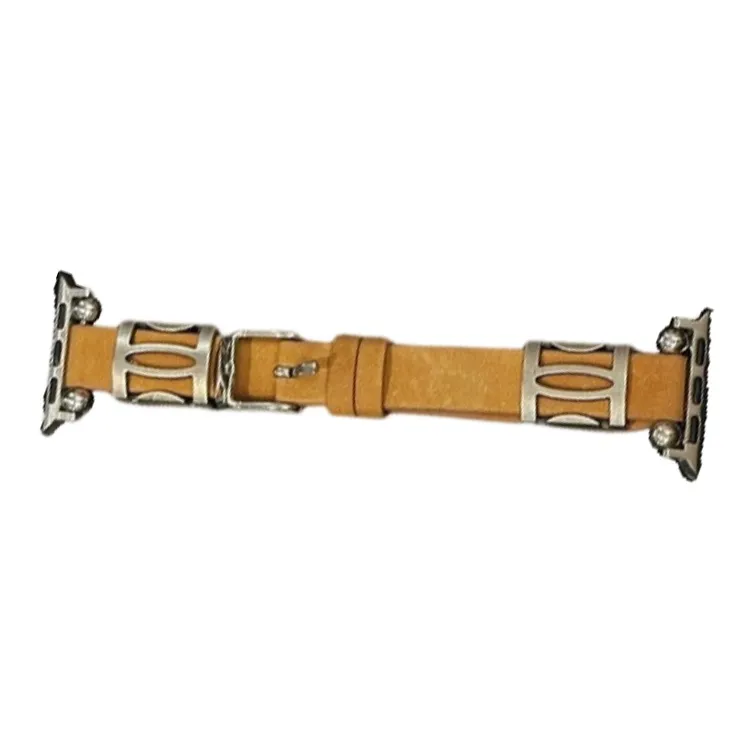 Warbler Dew Compatible With Apple Watch Apple Watch Band S9/S8/SE/7/6/5/4/3 Leather Double Bead Silver Edition Strap-11