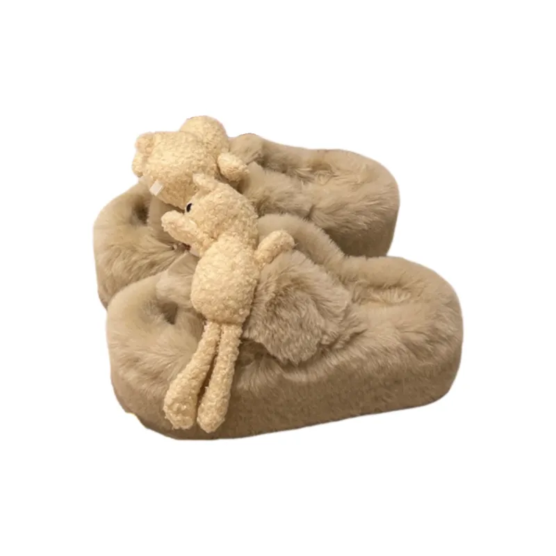 Meter Cute Cartoon Platform Fuzzy Slippers For Women's Fall And Winter Home Comfortable Platform Cotton Slipper-6