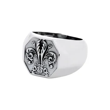 EMANUELE BICOCCHI Lily Logo Engraved Signet Ring