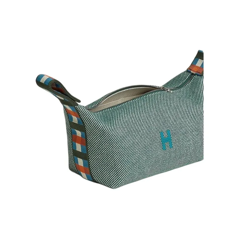 HERMES Bride a Brac Canvas Bag Toiletry Bag Trumpets Women's Dark Green-7