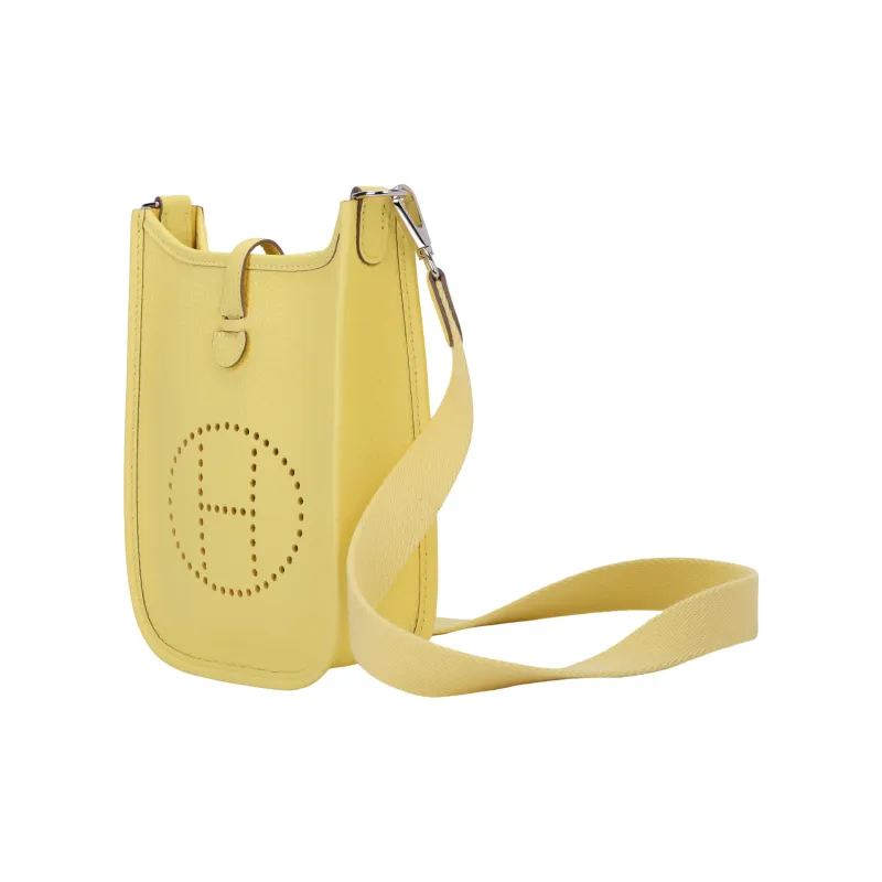 HERMES Evelyne Cow Leather Crossbody Bag Shoulder Bag Women's Lemon Wine Yellow-2
