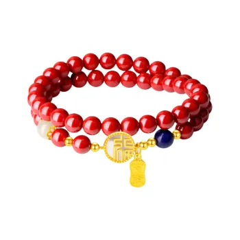 Double Happiness Gift Cinnabar Bracelets Unisex