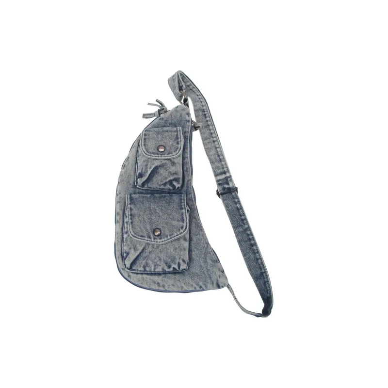 DALO Denim Shoulder Bag, Crossbody Bag Unisex Blue/Black/Khaki-0