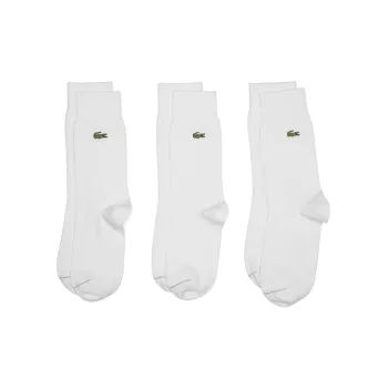 LACOSTE Mid Calf Socks Unisex 3 Pack White