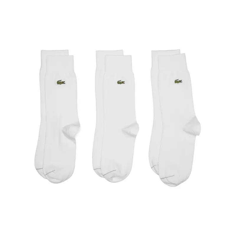 LACOSTE Mid Calf Socks Unisex 3 Pack White-0