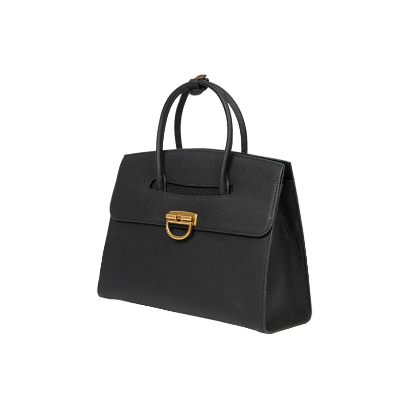 OMI Cow Head Leather Handbag Regular Women's Black/Ecru/Brown-1