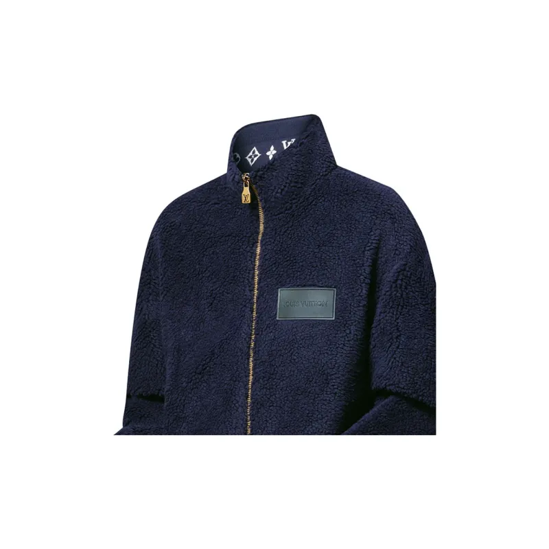 LOUIS VUITTON 1AHUGS Leather Patch Fleece Blouson-4