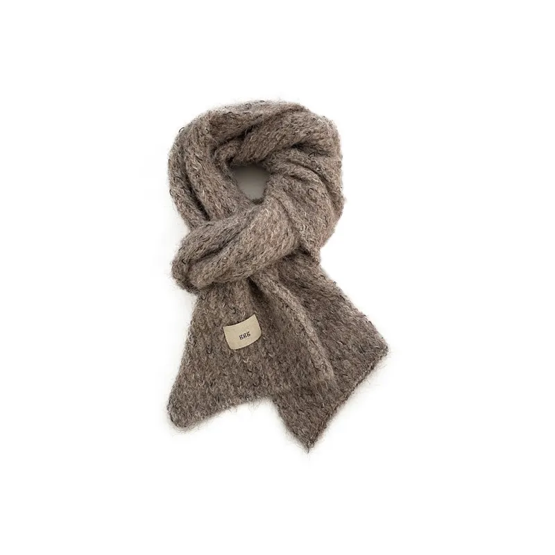 FUO Polyester, Wool Knit Scarves Unisex Blue-6