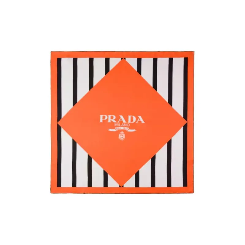 PRADA Fabric Silk Scarves Women's Orange-0