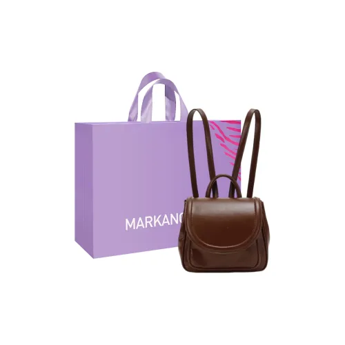 MARKANGARO PU Backpack Medium Size Unisex Brown