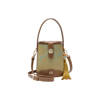 Ancient Yi Xi Polyester One Shoulder Handbag Medium Size Women's Cinnamon Light Brown