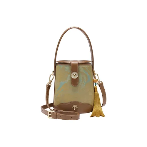 Ancient Yi Xi Polyester One Shoulder Handbag Medium Size Women's Cinnamon Light Brown