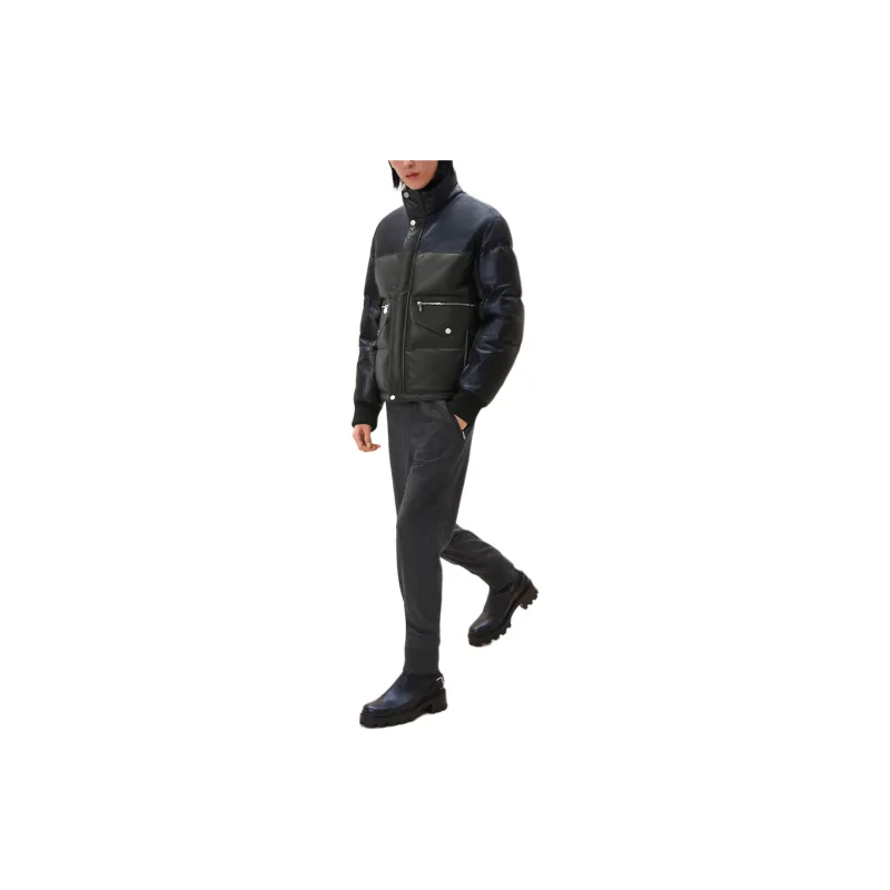 HERMES Leather Jacket Men's Black-1