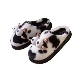 JINGEYU Fall And Winter Cute Cow Cartoon Home Indoor Slip Resistant Cute Couple's Warm Home Slippers