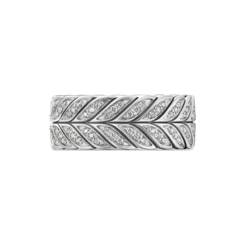 David Yurman Sterling Silver Chevron Diamond Ring 9mm-1