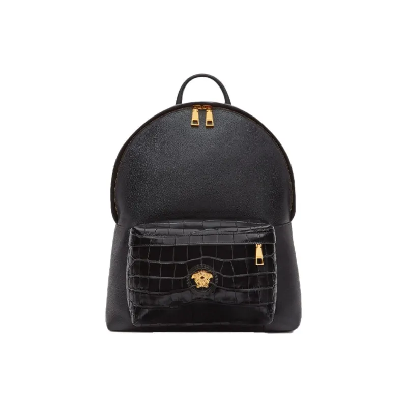 VERSACE PALAZZO Cow Leather Backpack Unisex Black-0