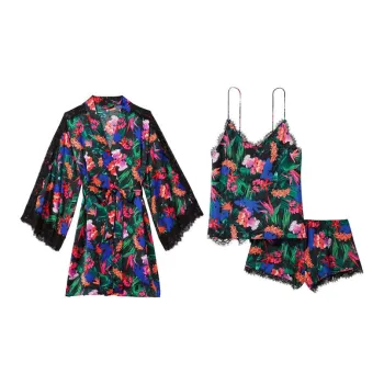 Victoria's Secret Pajama Set Women's Mixed Color Tropical Print
