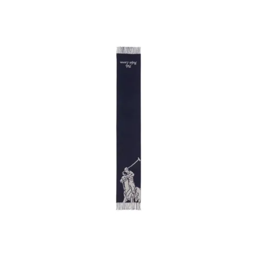 Polo Ralph Lauren Wool Knit Scarves Unisex Dark Blue/Gray