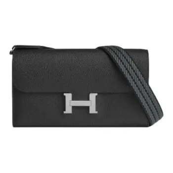 HERMES Constance To Go Epsom Calfskin With Canvas Shoulder Bag Crossbody Bag Wallet Women's 85 Ardoise Slate Gray