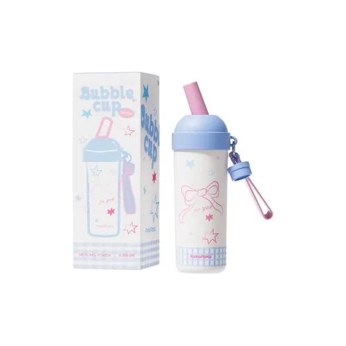 PAKOPAKO Straw Insulated Cup 316 Stainless Steel Ceramic Overlay Liner Illustration Design 600ML