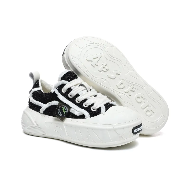 MOREMORENOISE Canvas Shoes Unisex Low Top White-2