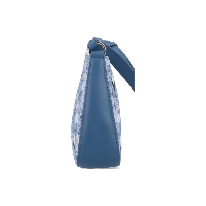 MCM Aren Canvas Leather Patchwork Crossbody Bag Small Size Women's Blue-2
