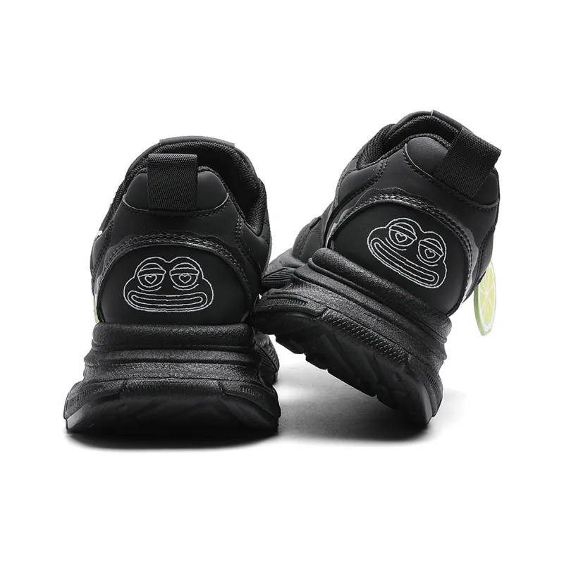 Pepe The Frog Chunky Sneakers Unisex Low Top Lazy Black/Cherry Blossom Pink-10
