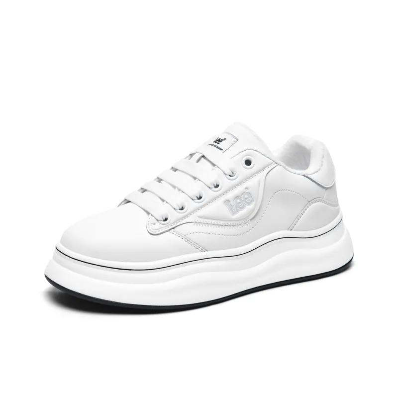 Lee Versatile Trendy, White Sneakers, Classic Fashion Commute Low Top Height Increasing Skateboard Shoes Men's-7