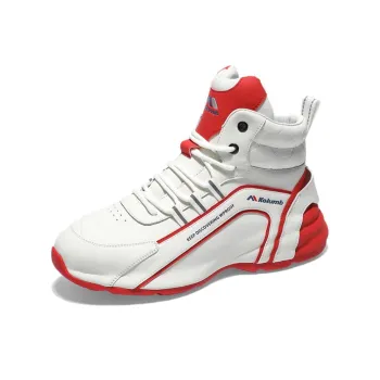 KOLUMB Anti Slip And Wear Resistant Height Increasing High Top Casual Shoes Men's White Red