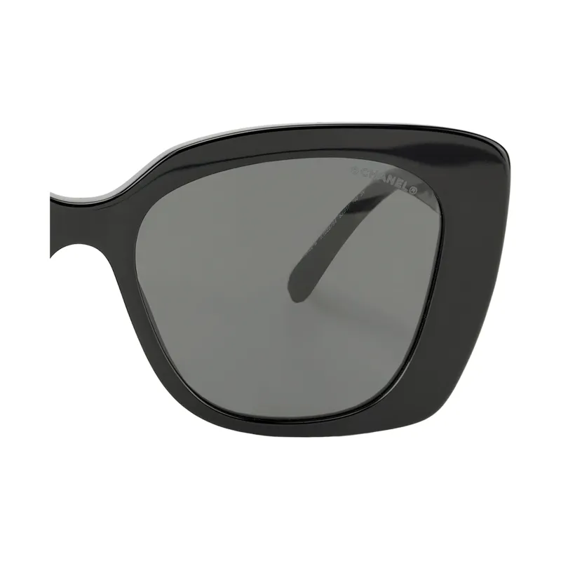 CHANEL Plate Frame Injection Molding Square Sunglasses Unisex Black-3
