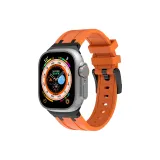 AP Style Metal Clasp Liquid Silicone Strap, Black Orange