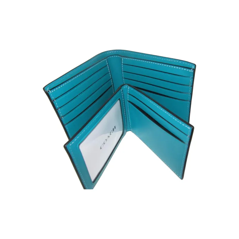 COACH 3 IN 1 Wallet Calfskin Card Holder, Wallet Men's Blue Green-3