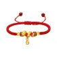 Gold Coiled Small Flower Snake+2 Gold Bead Bracelet, Red String