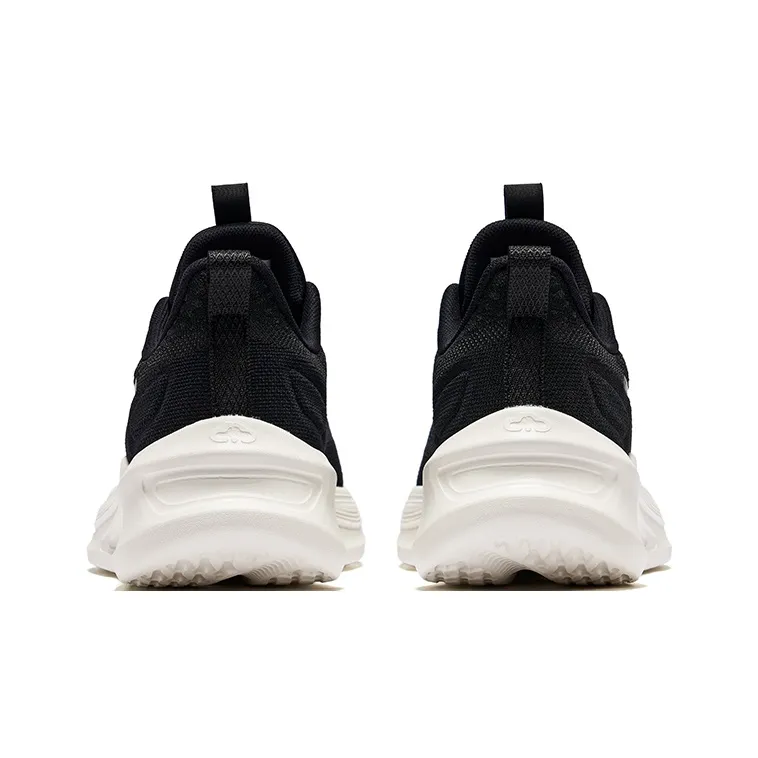 Erke Cushioning Wear Resistant Low Top Running Shoes Men's Jet Black Microcrystal White-4
