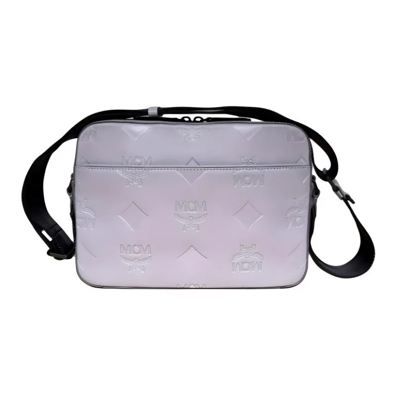 MCM Aren Natural Nappa Leather Messenger Bag Shoulder Bag Crossbody Bag Medium Size Men's Gray-3
