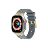 AP Style Metal Clasp Liquid Silicone Strap, Gold Gray