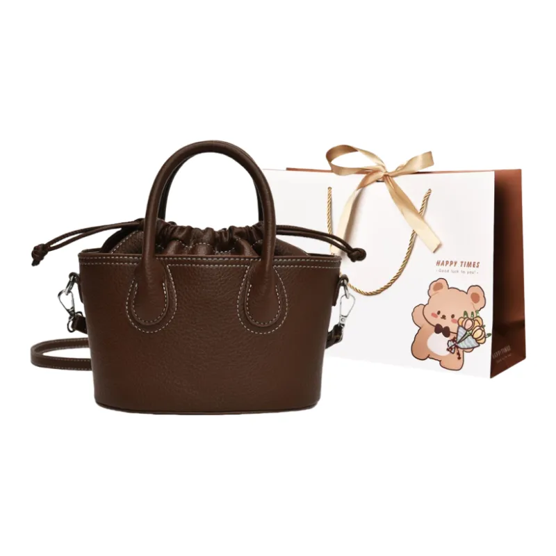 ERANGBEAR PU Bucket Bag, Shoulder Bag, Crossbody Bag, Handbag Women's Black/White/Brown/Khaki/Coffee-8