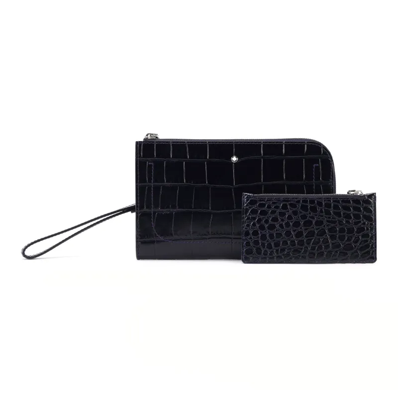 MONTBLANC Calfskin Clutch Small Size Men's Blue-1