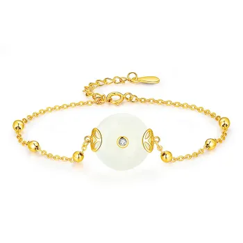 Cuiya Golden Building Hetian Jade Bracelets Pale Greenish White Jade Women's