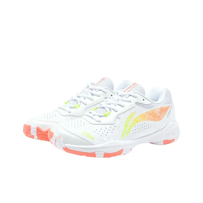 LiNing Durable Breathable Lightweight Low-Top Badminton Shoes Unisex White Orange-5