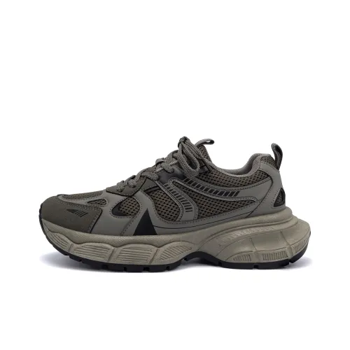 HUANQIU Height Increasing Slip Resistant Low Top Chunky Sneakers Men's Gray Brown