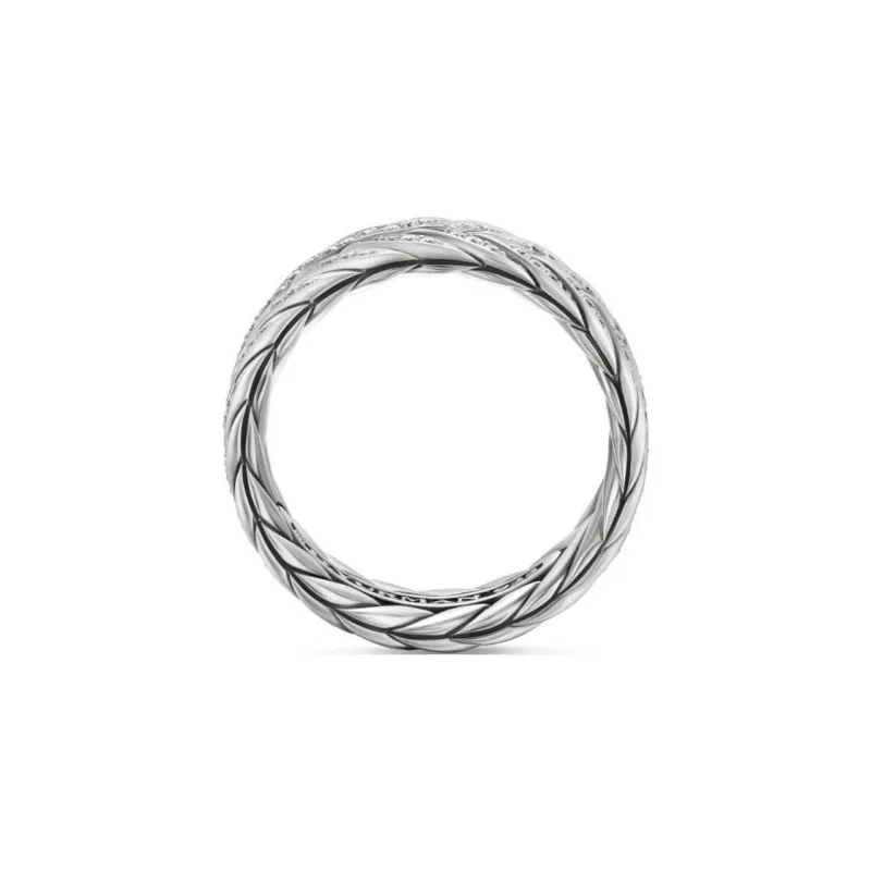David Yurman Sterling Silver Chevron Diamond Ring 9mm-3