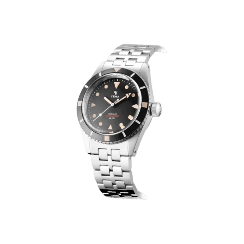 YEMA Wrist Watch Automatic Mechanical Movement Steel Strap 38mm Black Dial Men's Watches-2