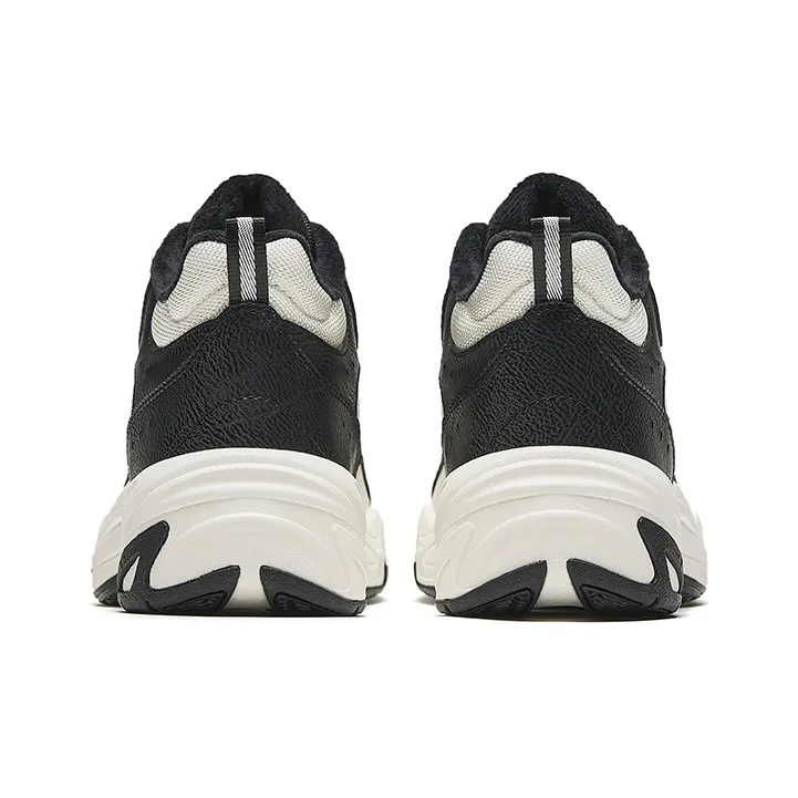Anta Through Slip Resistant Warm Mid Top Casual Shoes Women's White Black-3