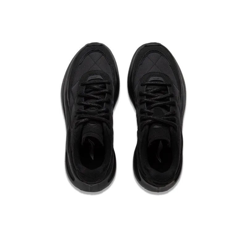 LiNing Cloud Wave Lace Cushioning, Slip Resistant, And Abrasion Resistant Low Top Casual Shoes Women's Black-4