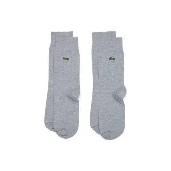 LACOSTE Mid Calf Socks Unisex 2 Pack Silver Gray