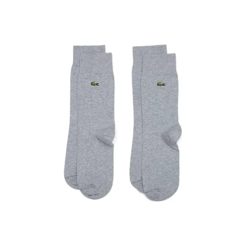 LACOSTE Mid Calf Socks Unisex 2 Pack Silver Gray-0