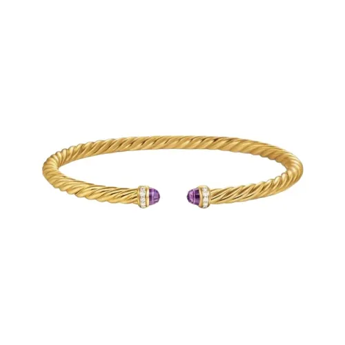 David Yurman 18kt Yellow Gold Classic Cablespira Diamond Bracelet 3mm