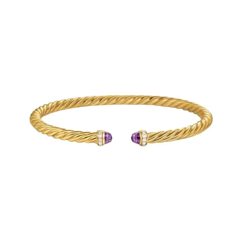 David Yurman 18kt Yellow Gold Classic Cablespira Diamond Bracelet 3mm-0